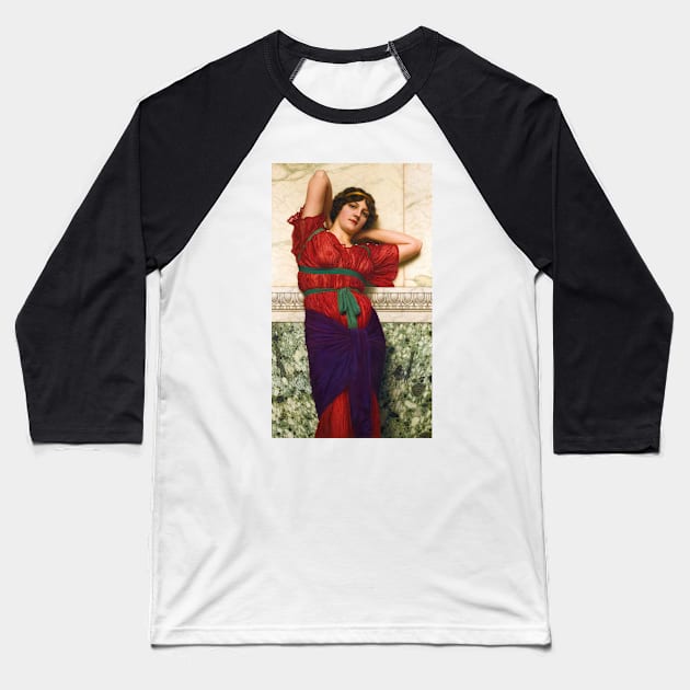 Contemplation by John William Godward Baseball T-Shirt by Classic Art Stall